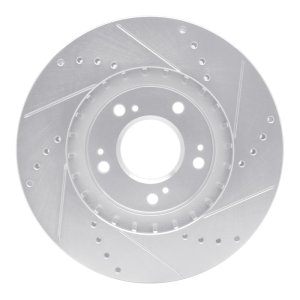 Mitsubishi Grandis Brake Rotor (1) - Front Left - R1 Concepts - Drilled & Slotted - Silver - `04-`11
